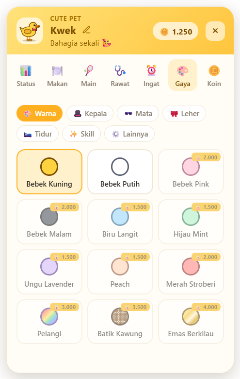 Tab Gaya: warna, topi, dan aksesoris